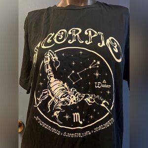 Forever 21 Black Tee with Scorpio zodiac Graphic